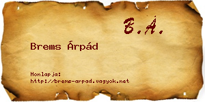 Brems Árpád névjegykártya